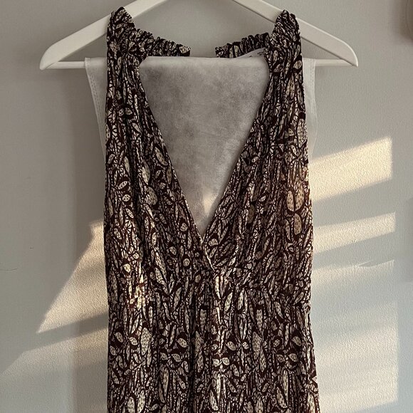 Mango Halter-Neck Midi Dress, brown/cream, S S (4) - Picture 1 of 13